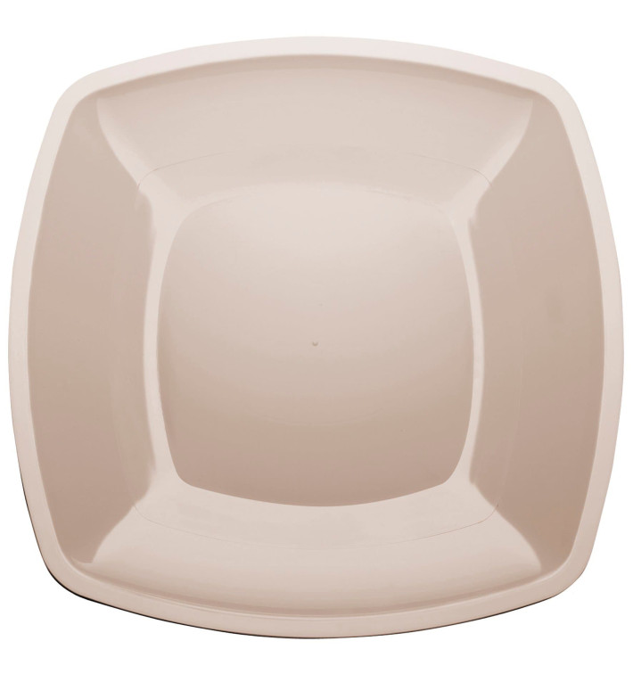 Plato de Plastico Llano Beige Square PS 300mm (12 Uds)
