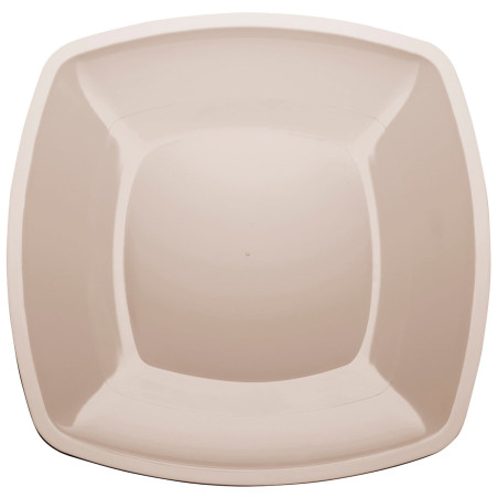 Plato Llano Reutilizable PS Beige Square 30cm (12 Uds)