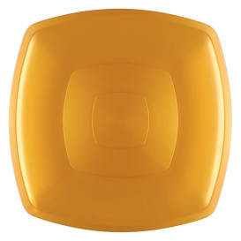 Plato de Plastico Llano Oro Square PS 300mm (12 Uds)