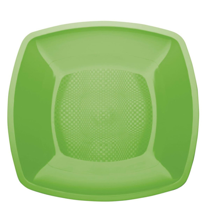 Plato de Plastico Llano Verde Lima Square PP 180mm (25 Uds)