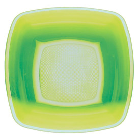 Plato de Plastico Hondo Verde Lima Square PP 180mm (150 Uds)