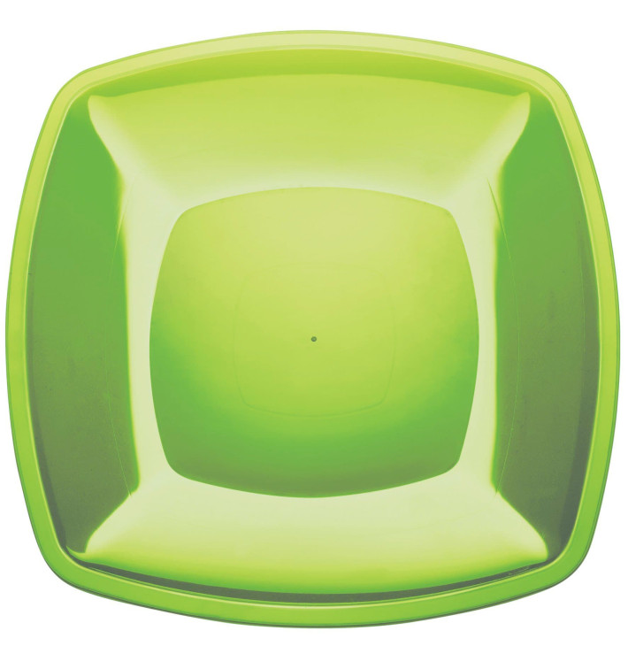 Plato de Plastico Llano Verde Lima Square PS 300mm (12 Uds) Plato de Plastico Llano Verde Lima Square PS 300mm (12 Uds)