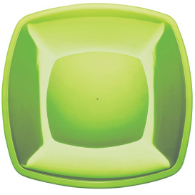 Plato de Plastico Llano Verde Lima Square PS 300mm (72 Uds)