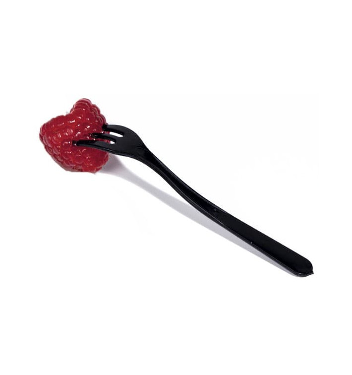 Minitenedor Degustacion Negro en Cajita 10cm (100 Uds)
