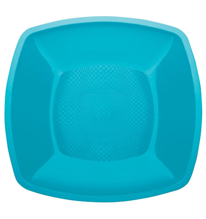 Plato de Plastico Llano Turquesa Square PP 230mm (150 Uds)