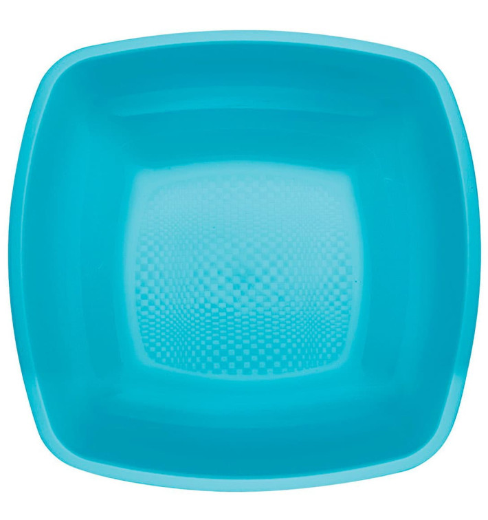 Plato de Plastico Hondo Turquesa Square PP 180mm (25 Uds)