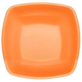 Plato de Plastico Hondo Naranja Square PP 180mm (150 Uds)