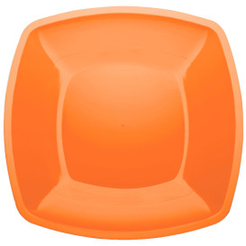 Plato de Plastico Llano Naranja Square PS 300mm (12 Uds)