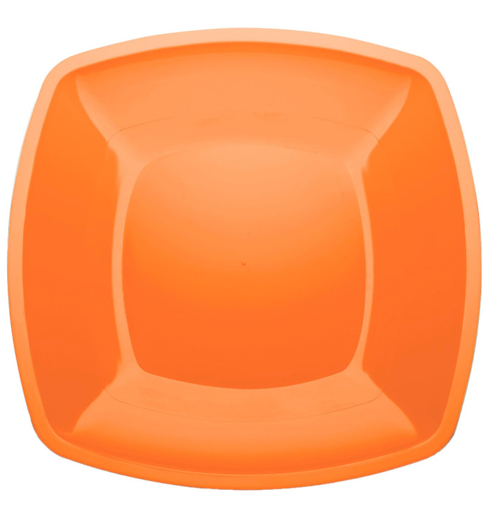 Plato de Plastico Llano Naranja Square PS 300mm (12 Uds)