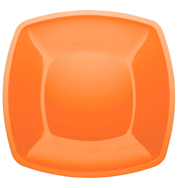 Plato de Plastico Llano Naranja Square PS 300mm (72 Uds)