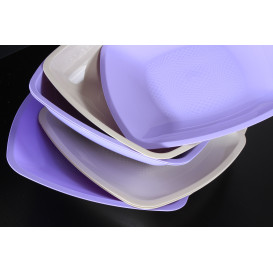 Plato de Plastico Llano Beige Square PS 300mm (12 Uds)