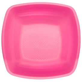 Plato de Plastico Hondo Fucsia Square PP 180mm (150 Uds)