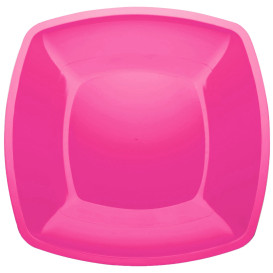 Plato de Plastico Llano Fucsia Square PS 300mm (12 Uds)