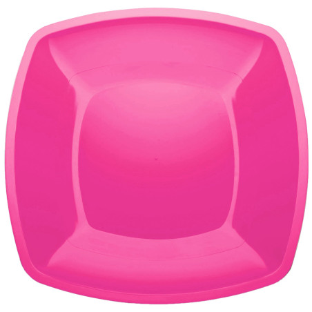 Plato Duro Reutilizable PS Llano Fucsia "Square" 30cm (12 Uds)