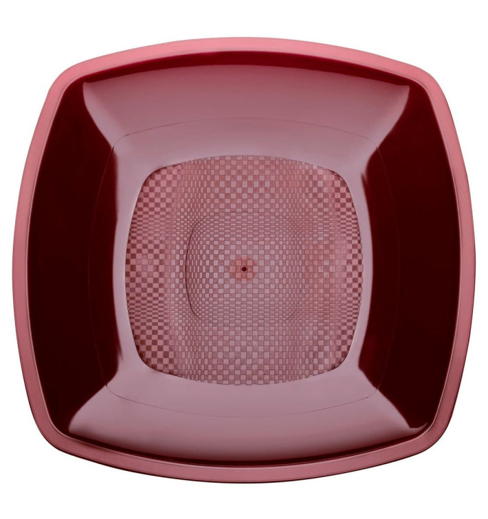 Plato de Plastico Hondo Burdeos Square PP 180mm (25 Uds)