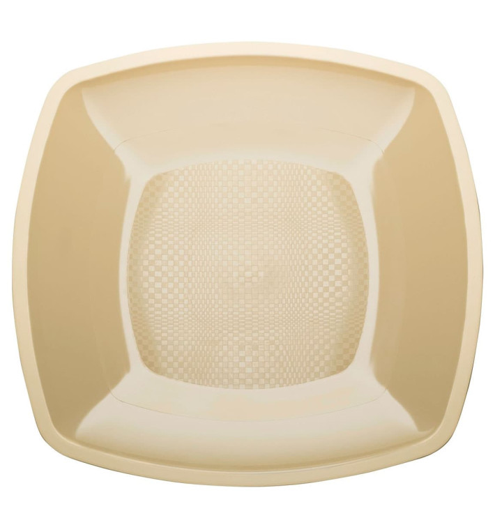 Plato de Plastico Llano Crema Square PP 180mm (25 Uds)