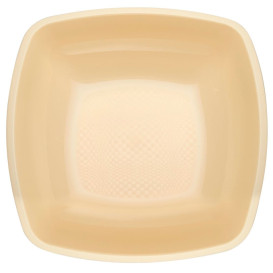 Plato de Plastico Hondo Crema Square PP 180mm (25 Uds)