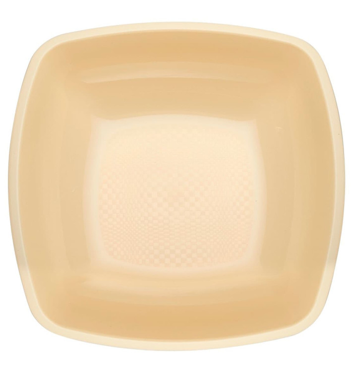 Plato de Plastico Hondo Crema Square PP 180mm (25 Uds)