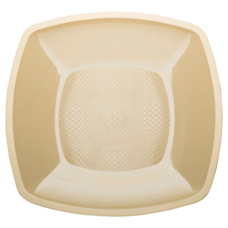 Plato Duro Reutilizable PP Llano Crema "Square" 23cm (25 Uds)