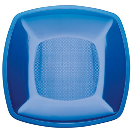 Plato de Plastico Llano Azul Transp. Square PS 180mm (25 Uds)