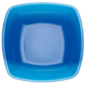 Plato de Plastico Hondo Azul Transp. Square PS 180mm (25 Uds)