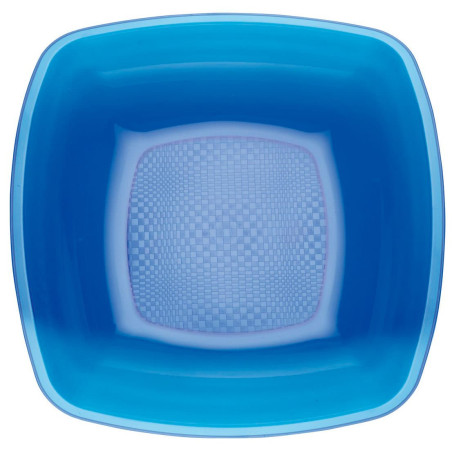 Plato Hondo Reutilizable PS Azul Transp. Square 18cm (25 Uds)