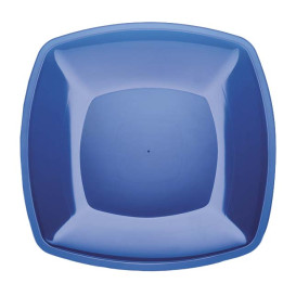 Plato de Plastico Llano Azul Transp. Square PS 300mm (72 Uds)