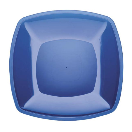 Plato Duro Reutilizable PS Llano Azul Transp. "Square" 30cm (12 Uds)
