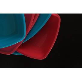 Plato de Plastico Llano Azul Transp. Square PS 300mm (12 Uds)