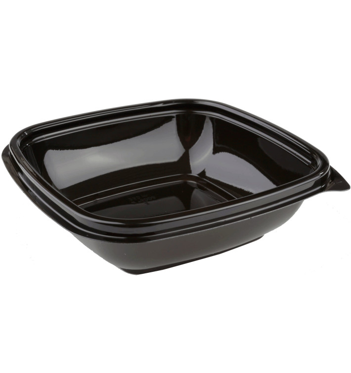 Bol Plástico Cuadrado Negro PET 250ml 125x125x40mm (500 Uds)
