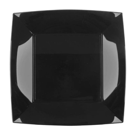 Plato Llano Reutilizable PP Negro Nice 23cm (25 Uds)