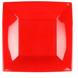 Plato de Plastico Llano Rojo Nice PP 290mm (12 Uds)