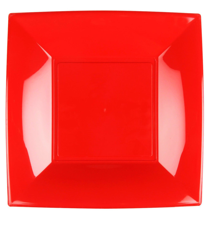 Plato de Plastico Llano Rojo Nice PP 290mm (72 Uds)