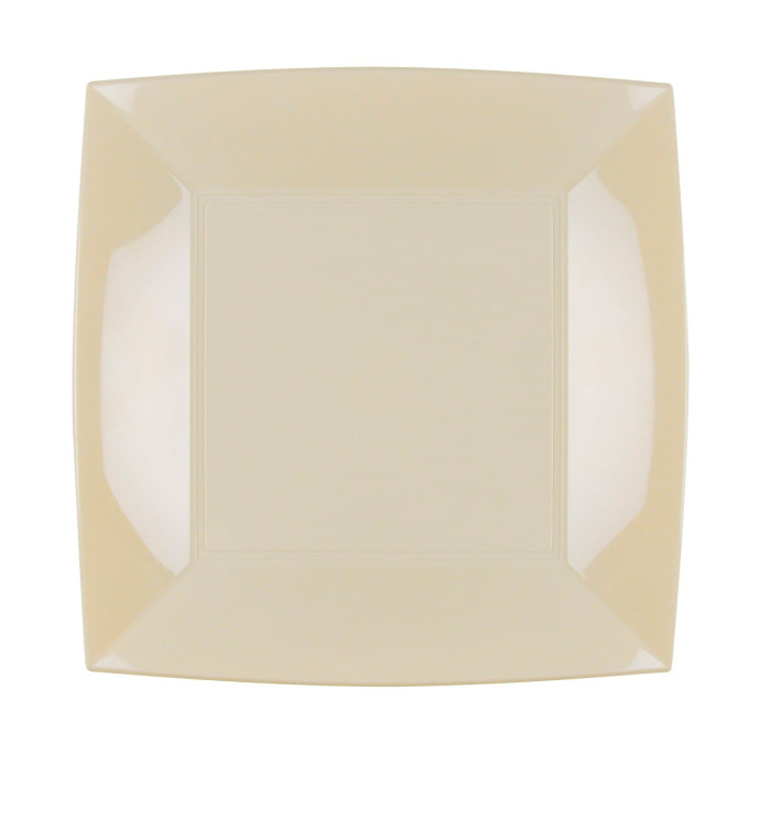 Plato de Plastico Llano Crema Nice PP 230mm (25 Uds)