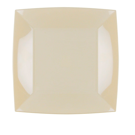 Plato Llano Reutilizable PP Crema Nice 23cm (25 Uds)