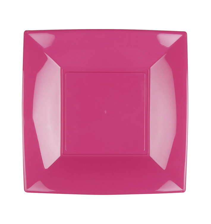 Plato de Plastico Llano Fucsia Nice PP 230mm (25 Uds)