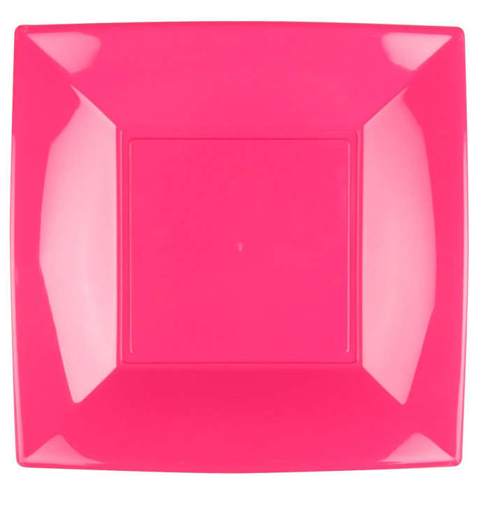 Plato de Plastico Llano Fucsia Nice PP 290mm (12 Uds)