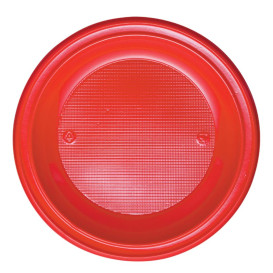 Plato de Plastico PS Llano Rojo Ø280mm (10 Uds)