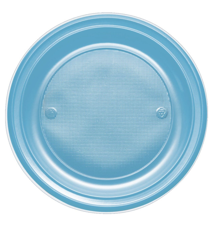 Plato de Plastico PS Llano Turquesa Ø170mm (50 Uds)