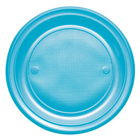 Plato de Plastico PS Llano Turquesa Ø220mm (30 Uds)