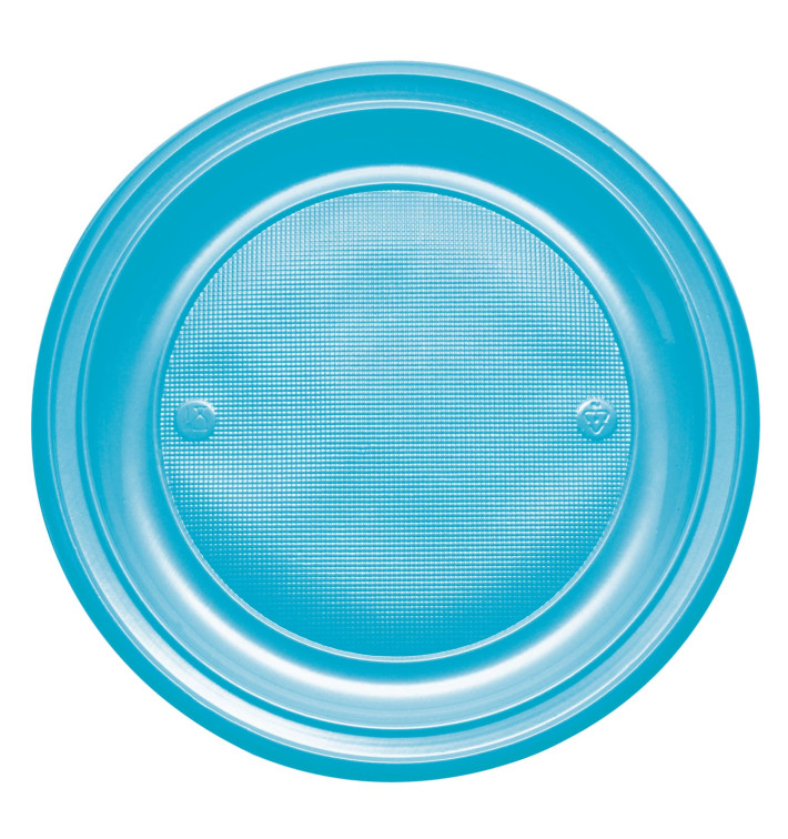 Plato de Plastico PS Llano Turquesa Ø220mm (30 Uds)
