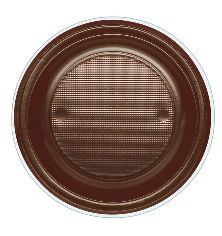 Plato de Plastico PS Hondo Chocolate Ø220mm (30 Uds)