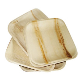 Mini Plato Cuadrado Hoja de Palma 7,7x7,7cm (25 Uds)