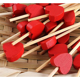 Pinchos de Madera "Corazón" Rojo120 mm (5000 Uds)