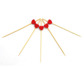 Pinchos de Madera "Corazón" Rojo 120 mm (200 Uds)