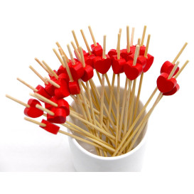 Pinchos de Madera "Corazón" Rojo 120 mm (200 Uds)