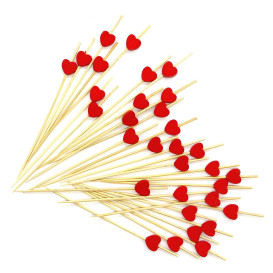 Pinchos de Madera "Corazón" Rojo 120 mm (200 Uds)