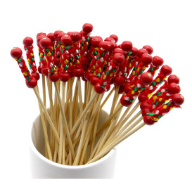 Pinchos de Bambú Decorados en Rojo 120 mm (5000 Uds)