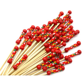 Pinchos de Bambú Decorados en Rojo 120 mm (5000 Uds)