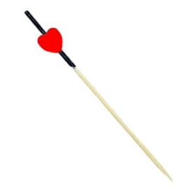 Pinchos de Bambu Rojo y Negro "Heart" 120mm (200 Uds)